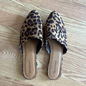 Pierre Dumas Leopard Print Mules, size 10